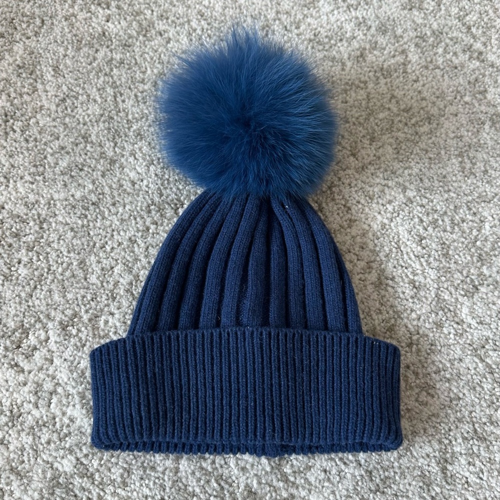 Marcus Adler - Blue Winter Hat with Fluffy Pom Pom
